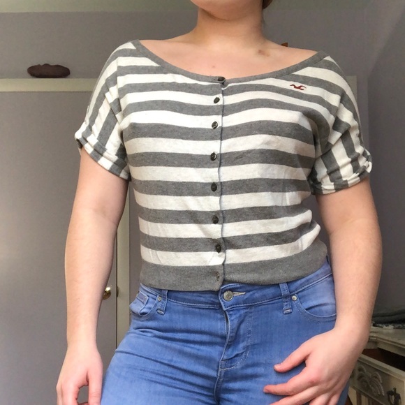 Small Hollister Striped Cropped Sweater - Picture 1 of 5